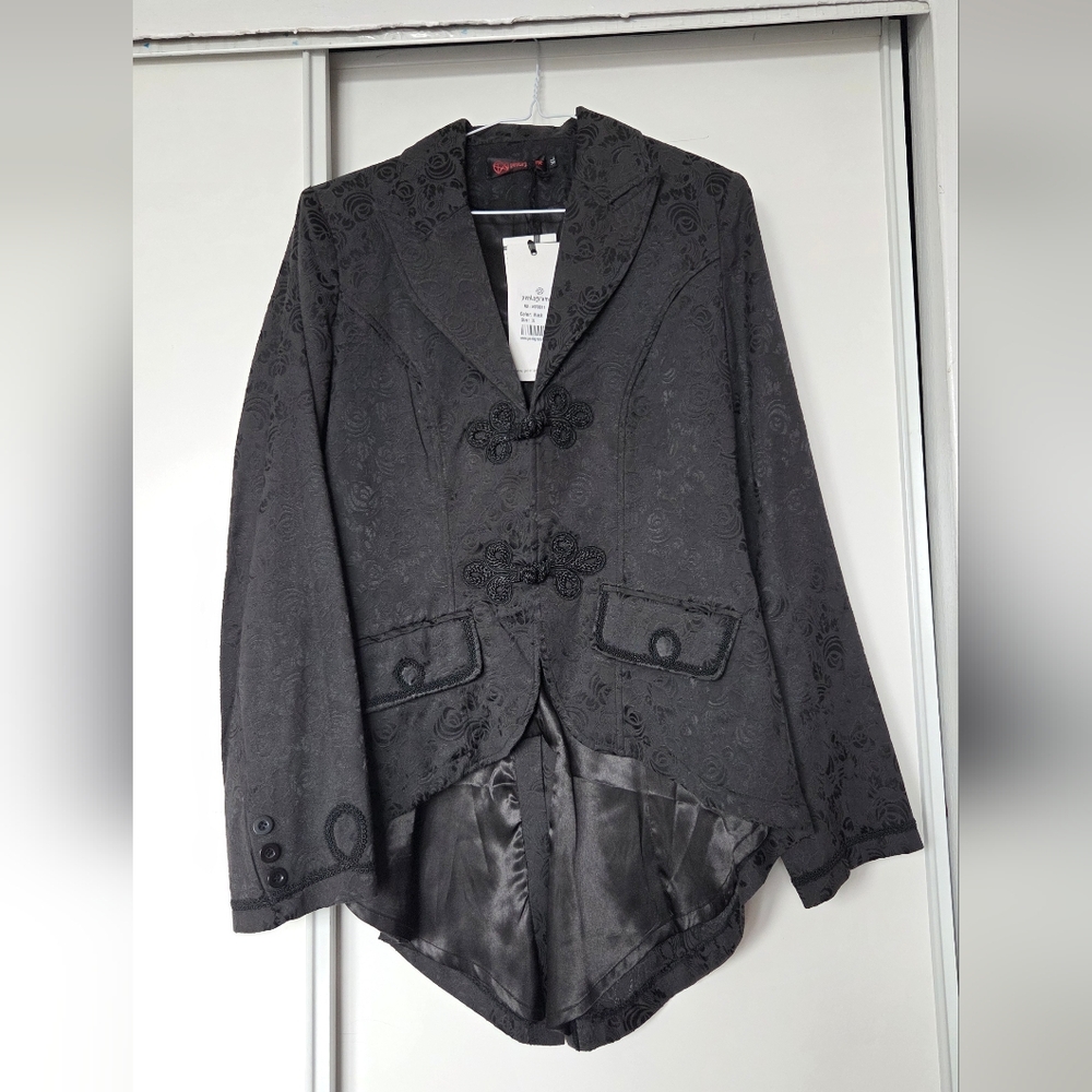 Elegant Black Women's Floral Blazer